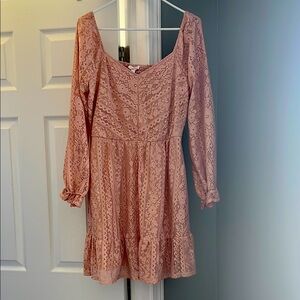 LC Lauren Conrad Blush Lace Mini Dress